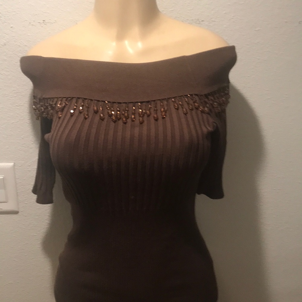 NWOT off the shoulder beaded sweater m